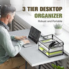 Daltack 3Tier Paper Organizer with Handle Mesh Desk Organizer Letter Tray Paper Tray Organizer File Organizer for A4 Fil