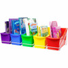 Storex Book Bins with Metal Shelf Rack 143 x 2569 x 725 5 Assorted Color Bins White Epoxy Metal Rack