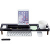 MyGift Modern Desktop Organizer Tray Premium Translucent Dark Gray Acrylic and Solid Wood Over Keyboard Office Desk Flow