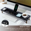 MyGift Modern Desktop Organizer Tray Premium Translucent Dark Gray Acrylic and Solid Wood Over Keyboard Office Desk Flow