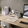 Ballucci 3Tier Desk Organizer with 2 Side Mail Sorter Slots Wood Letter Tray Open Top Paper Organizer Desktop File Organ