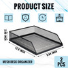 Hicarer 2 Pcs Black Metal Letter Tray Stackable Desk Tray Single Wire Mesh Organizer Front Load File Paper Holder for De