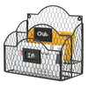 MyGift Metal Wire Basket Desk Organizer 2 Compartment InboxOutbox Black Entryway Wall Mail Sorter Office Desktop Station