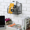 MyGift Metal Wire Basket Desk Organizer 2 Compartment InboxOutbox Black Entryway Wall Mail Sorter Office Desktop Station