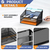 GAWERK Letter Tray Organizer Mesh Desk File Organizer with 3 Paper Trays and 2 Vertical Upright Section Blank