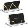 Amyhill 2 Pieces Acrylic Business Card Holder for Desk Clear Horizontal Business Card Display Stand Postcard Holder for