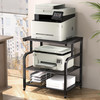 niffgaff Mobile Printer Stand with Large Desktop 3 Tier Shelf 244 Inch Height Wooden Organizer for HomeOffice Black