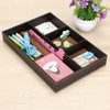 BTSKY 4 slots Desk Drawer Organizer PU Leather Drawer Storage Organizer Divider for Office Desk Supplies Value Collectio