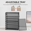 SUBEKYU 9 Tier Paper Organizer for Desk Black Metal Mesh Letter Tray File Paper Sorter Organizer Include 6 Pcs Adjustabl