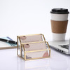 Hipiwe Glass Business Card Holder 2 Slots Gold Business Card Stand Mirrored Base Name Display Holder for Desk Multiple C