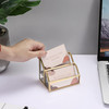 Hipiwe Glass Business Card Holder 2 Slots Gold Business Card Stand Mirrored Base Name Display Holder for Desk Multiple C