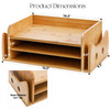 ZOOFOX 3Tier Paper Letter Tray Wood Letter File Folder Holder with 3 Trays and 2 Vertical Section Cute CatShaped Paper T