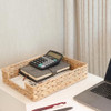PINXIURY Water Hyacinth Letter Tray for A4 File Desk Mail LetterSize Paper Basket Woven Organizer Magazine Files Storage