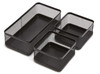 1InTheOffice Desk Baskets and Organizers Tray Black Mesh Tray Black Wire Mesh 3Compartment Stackable