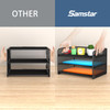 Samstar 3 Tier Letter Tray Paper Organizer with Handle Mesh Desk Organizer Paper Sorter File Rack Shelves Black