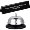 Boao Desk Service Dinner Bell Metal Silver Call Bell and Double Side No Receptionist Sign Please Ring Sign for Service A