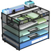 Docnest 5 Tier Mesh Desk Organizer Letter Tray with Adjustable Compartments Mesh Desktop Storage Built in Pen Holder and