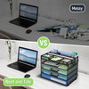 Docnest 5 Tier Mesh Desk Organizer Letter Tray with Adjustable Compartments Mesh Desktop Storage Built in Pen Holder and