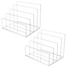 Hiziwimi 2PCS Clear Acrylic File Holder 4 Section File Sorter Desk Mail Organizer Countertop Vertical File Stand Noteboo