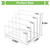 Hiziwimi 2PCS Clear Acrylic File Holder 4 Section File Sorter Desk Mail Organizer Countertop Vertical File Stand Noteboo