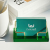 Leicraft Business Card Holder for Desk Modern Card Organizers and Office Desk Accessories for Men and Women Green Golden