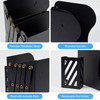 SAYEEC Adjustable Bookends Metal Book Ends with Pen Holder for Heavy Books 3 Dividers Expandable Desk Book Stand Stopper