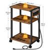 HOOBRO Industrial Printer Stand with Charging Station 3Tier Printer Table Rolling Printer Cart with Adjustable Shelf and
