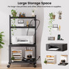 Printer Stand with Charging Station 4Tier Printer Stand with Storage Large Tall Printer Table with Wheels for Home Offic