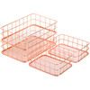 Hacaroa 4 Pack Rose Gold Wire Mesh Basket Metal Desk Drawer Organizer Desktop Holder Tray for Cosmetic Stationery Magazi
