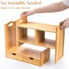 Eorbow Bamboo Desktop Bookshelf Expandable Counter Bookcase Storage Shelves Rack Organizer with AntiSlip Pads Cute Small