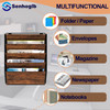 Senhoglb Metal Wall File Holder Organizer 5Tier Mesh Hanging Wall File Organizer Magazine Rack With Pockets Wood Documen