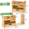 ZOOFOX Bamboo Desk Organizer with Adjustable File Holder Mail Organizer Countertop with Drawer 4Tier Desktop Organizatio