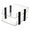 RHONZHAO Clear 4Tier Stackable Paper Tray Organizer for LetterA4 Files Desktop Document Sorter Transparent Office Desk S
