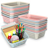 Geelin 18 Pcs Storage Baskets Plastic Mesh Organizer Basket Classroom Bins Colored Storage Bins Colorful Storage Trays f