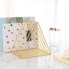 Sooyee 9 Slot Gold Magazine HolderDesktop File Sorter Organizer Triangle Bookshelf Decor Home Office
