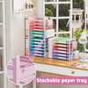 Simple Trending 6 Tier Desk File Organizer Paper Letter Tray Organizer with File Holder and Pen Container Pink