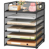 Subekyu 6 Tier Paper File Tray Organizer for Desk Black Mesh Desk Letter Paper File Folder Accessories Sorter Organizer
