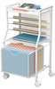 BOHDK Rolling File Cart 6Tier Desk File Organizer on Lockable Wheels White Wood Planks Mesh Sliding Hanging Folder Drawe