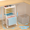 BOHDK Rolling File Cart 6Tier Desk File Organizer on Lockable Wheels White Wood Planks Mesh Sliding Hanging Folder Drawe