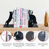 Cat Book Ends for Shelves Metal Decorative Book Ends with Pen Holder Fun Unique Bookends Cool Black Cat Bookends for Hom