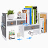 Xcosrack Adjustable Desk Shelves for Storage Desktop Bookshelf with 3 Drawers White Wood Desk Shelf for Top of Desk Corn