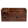 ExoLiry Rustic Brown Wooden Desktop Organizer Drawers Removable Office Supplies Torched Wood Storage Cabinet Caddy Box S
