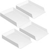 4 Pcs Stackable Desk Organizer Trays Rectangular Plastic Desk Holder Desktop Letter Tray File Organizer Paper File Magaz