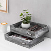 Set of 2 Ash Gray Wood Office Desktop Document Letter Paper Trays Stackable Decorative Multipurpose File Organizer