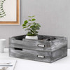 Set of 2 Ash Gray Wood Office Desktop Document Letter Paper Trays Stackable Decorative Multipurpose File Organizer