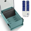 Acrimet Index Business Card Size File Holder Organizer Box Metal Base Heavy Duty AZ Index Cards and Divider Included Gre