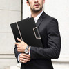 Toplive Conference Folder Executive Business Padfolio with LetterA4 Size Clipboard Document Sleeve Card Holders Black