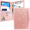 Glitter Pink PadfolioResume Portfolio Folder for Women Girls WAVEYU Cute Chic Padfolio Cover Folder ConferenceLegal Docu