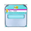 Postit Note Dispenser with Postit Popup Notes Black Base with Steel Top 1 Aqua Splash 3 in x 3 in Super Sticky Note Pad