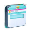 Postit Note Dispenser with Postit Popup Notes Black Base with Steel Top 1 Aqua Splash 3 in x 3 in Super Sticky Note Pad